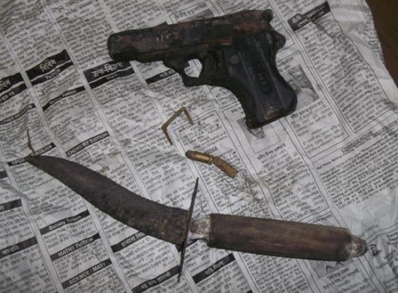 Police recovered pistol, bullets and dager at Agartala